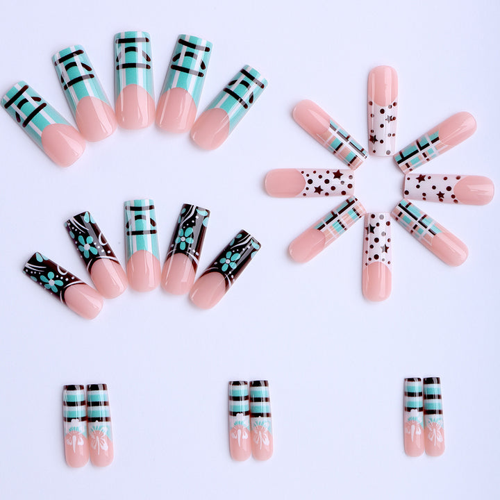 Artificial nails with creative geometric and floral design Stornfield