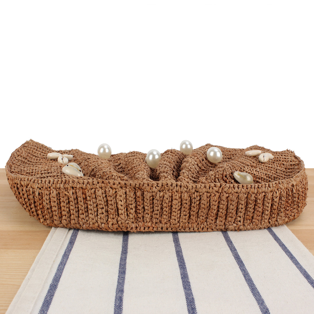 Elegant Clutch Made of Hand-Woven Material with Unique Wave Pattern Stornfield