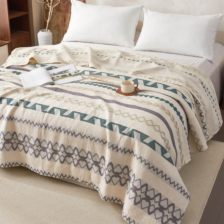 Reversible Floral Jacquard Cotton Coverlet Quilt Bedspread