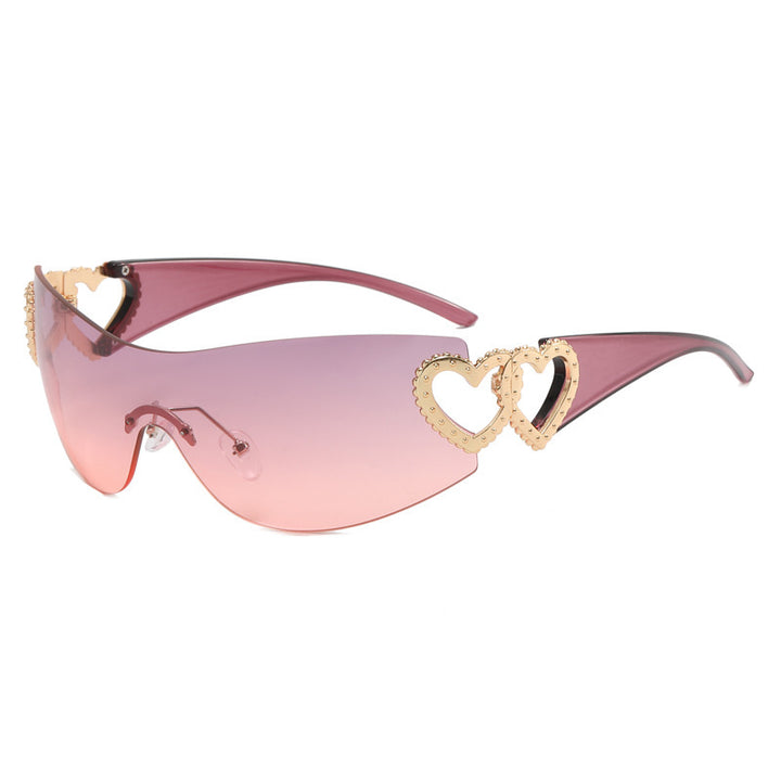 Ladies sporty sunglasses in trendy shield design with heart accents Stornfield