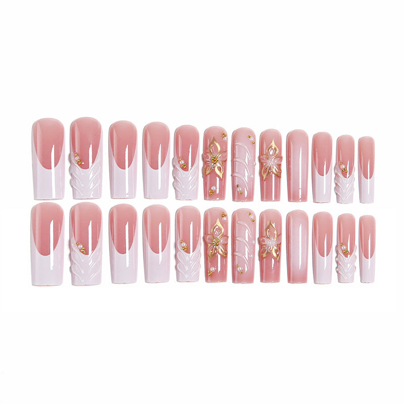 Artificial nails with elegant flower embellishments Stornfield