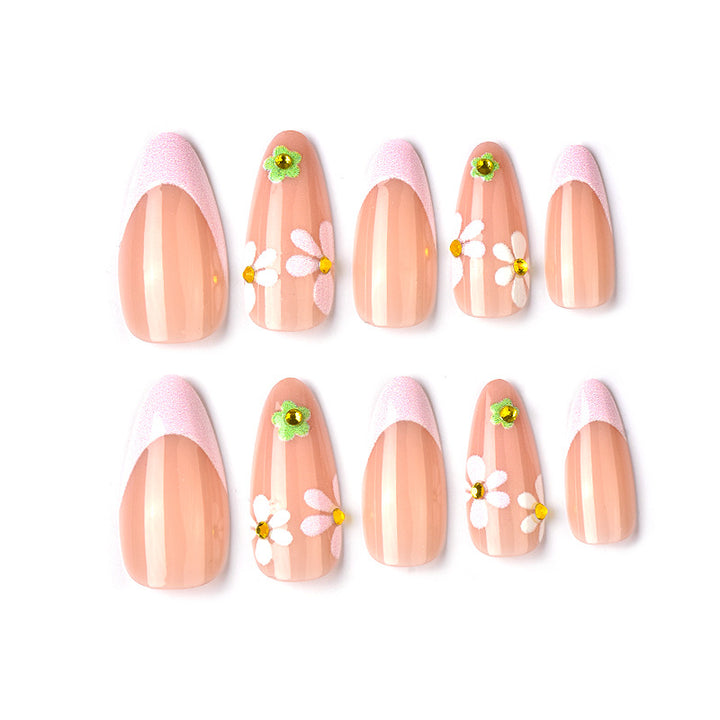 Artistic Floral-Embellished Press-On Nail Set Stornfield