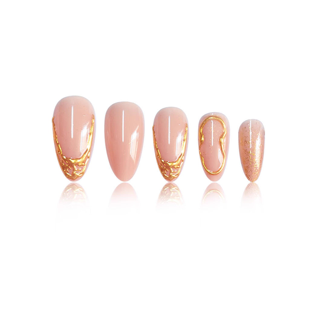 Elegant Gold-Decorated Press-On Nail Set Stornfield