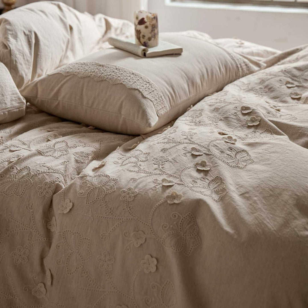 Embroidered Linen Duvet Cover Set