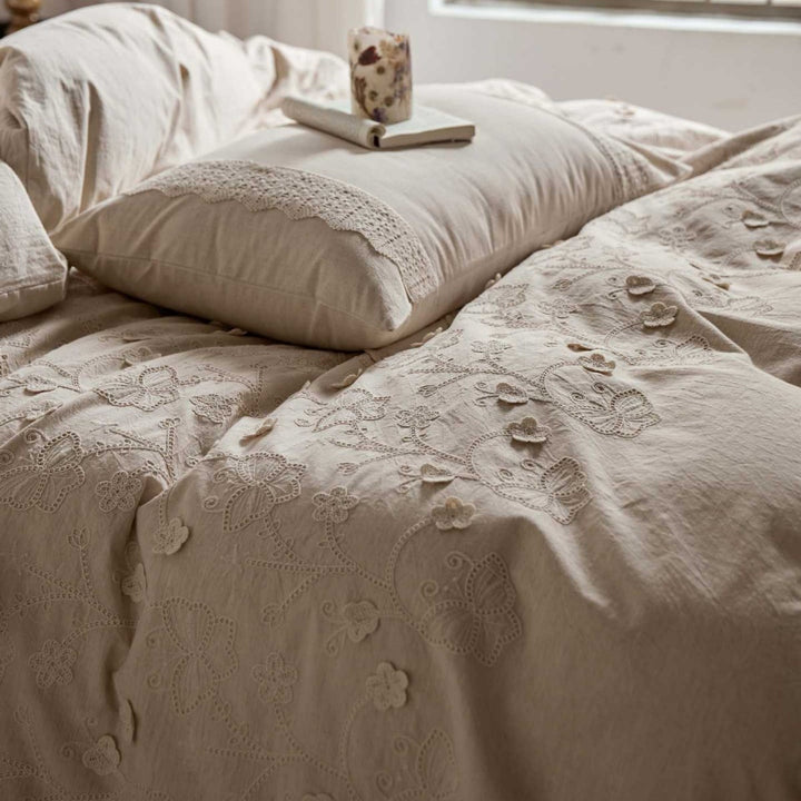 Embroidered Linen Duvet Cover Set