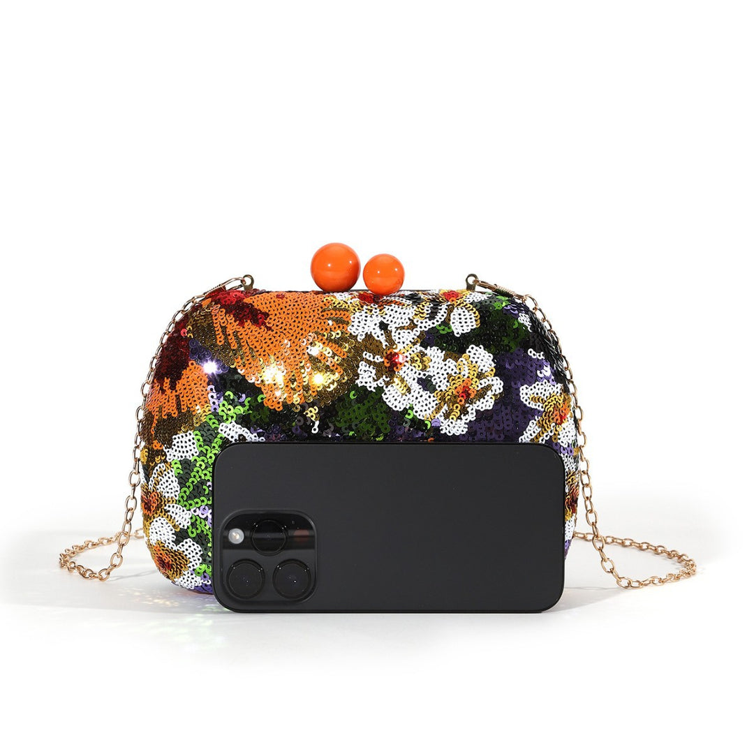 Sequin Floral Clutch