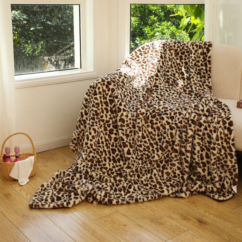 Plush Cow Print Throw Blanket