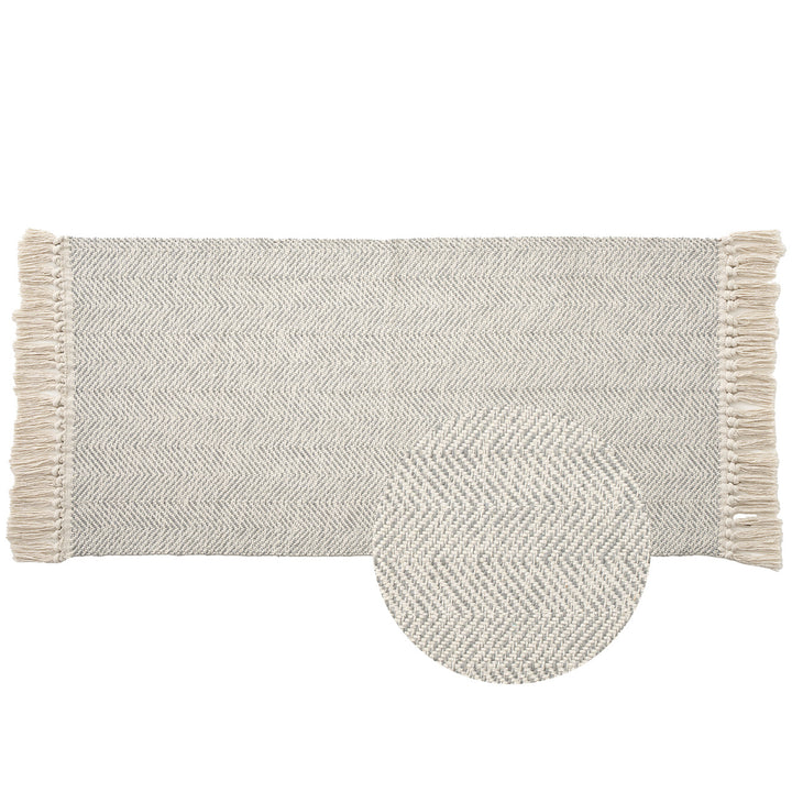 Braided runner rug with herringbone pattern and fringe edge Stornfield