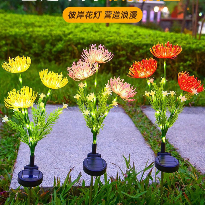 Realistic Solar LED Garden Flower Stake With Chrysanthemum Bloom And Flexible Waterproof Stem Stornfield
