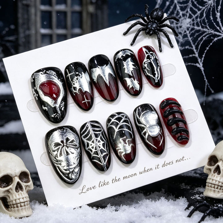 Spooky Gothic Press-On Nail Art Collection