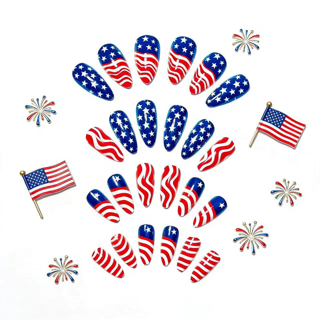 Artificial Nails In Patriotic Stars And Stripes Design Stornfield