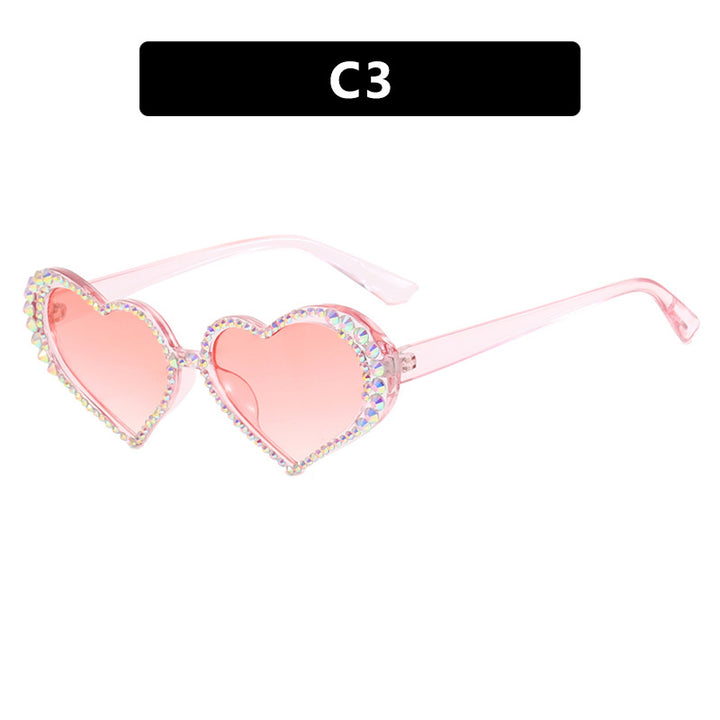 Women's Heart-Shaped Sunglasses with Rhinestone-Embellished Frame Stornfield