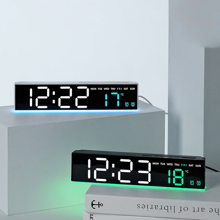 Digital wall clock with large LED digits and temperature display Stornfield