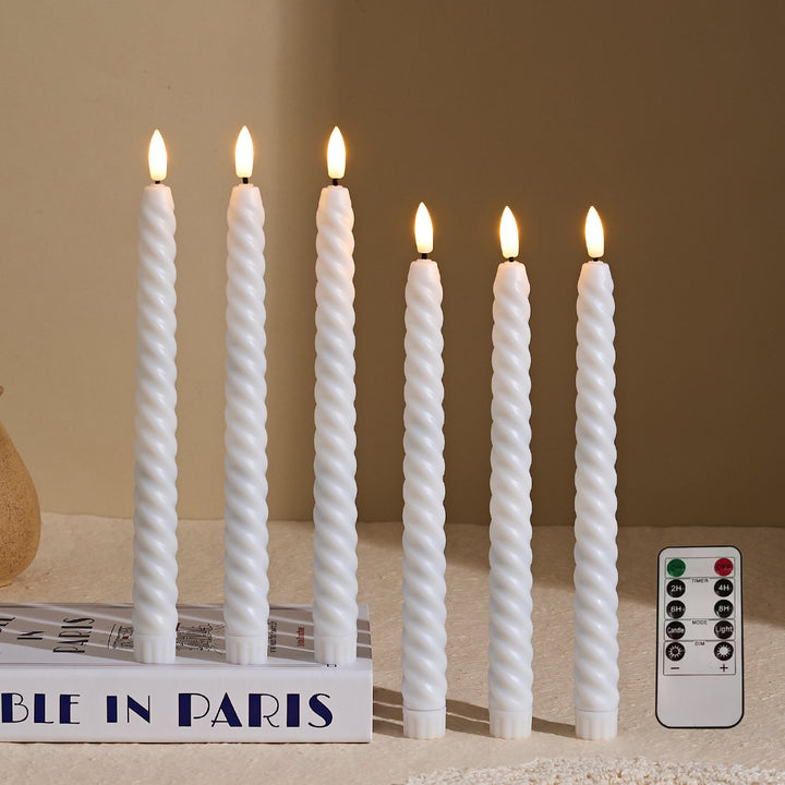 Long-Burning Spiral Dripless Taper Candles with Stabilizing Base