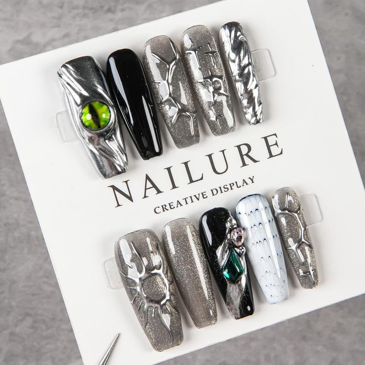 Creative Art Press-On Nail Set with Unique Textures
