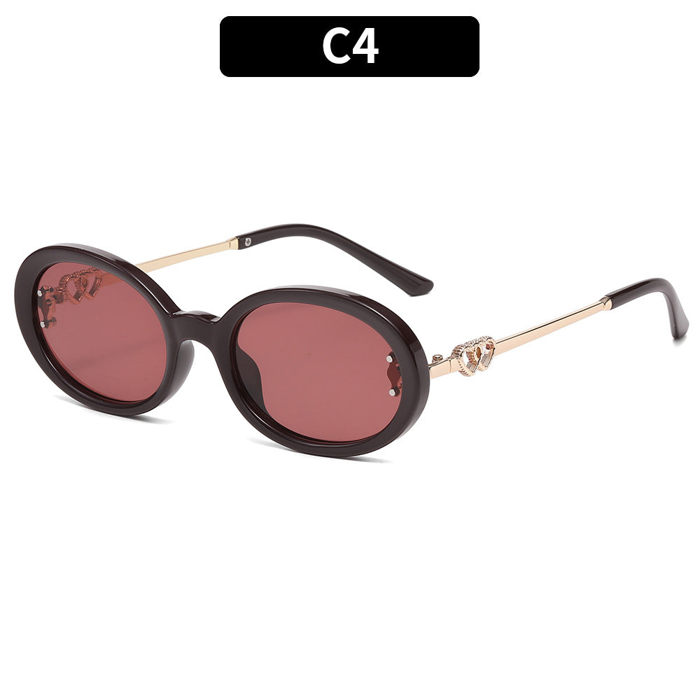 Premium Oval Frame Sunglasses with Decorative Metal Accents
