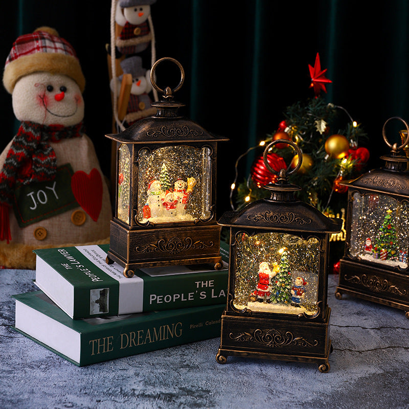 Glittering Christmas lantern with snow scenes Stornfield
