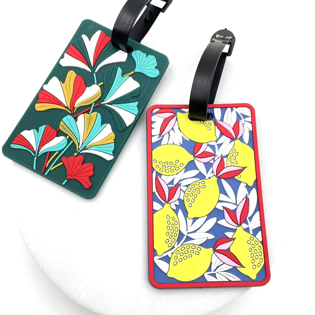 silicone tropical leaf luggage tag with embossed layered design Stornfield