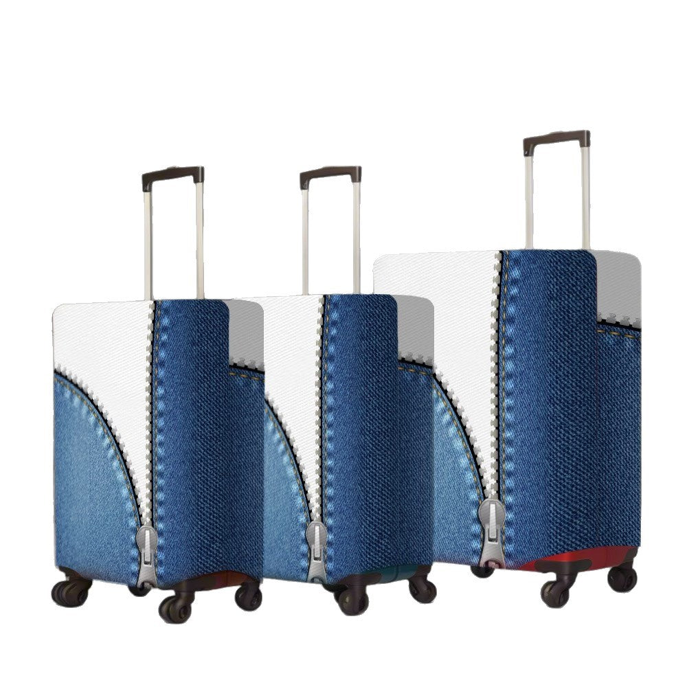 Unisex non-elastic luggage cover in zipper look with jeans structure and robust stretch fit for trolley Stornfield