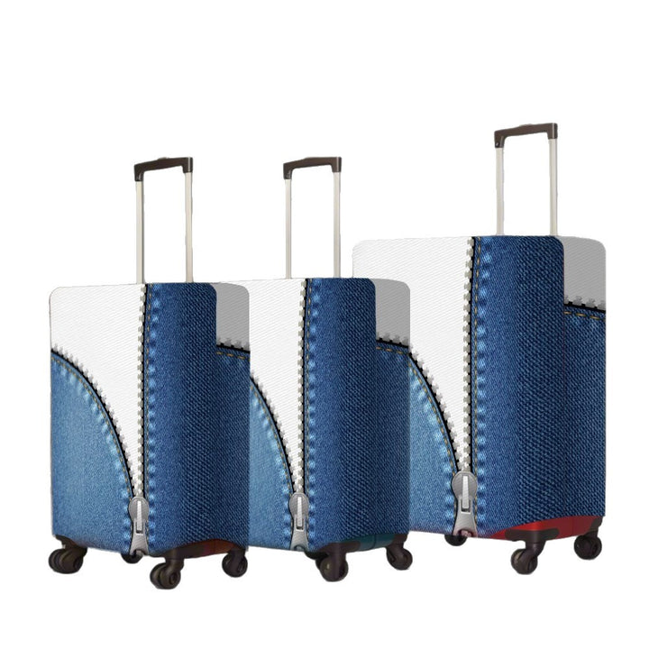Unisex non-elastic luggage cover in zipper look with jeans structure and robust stretch fit for trolley Stornfield