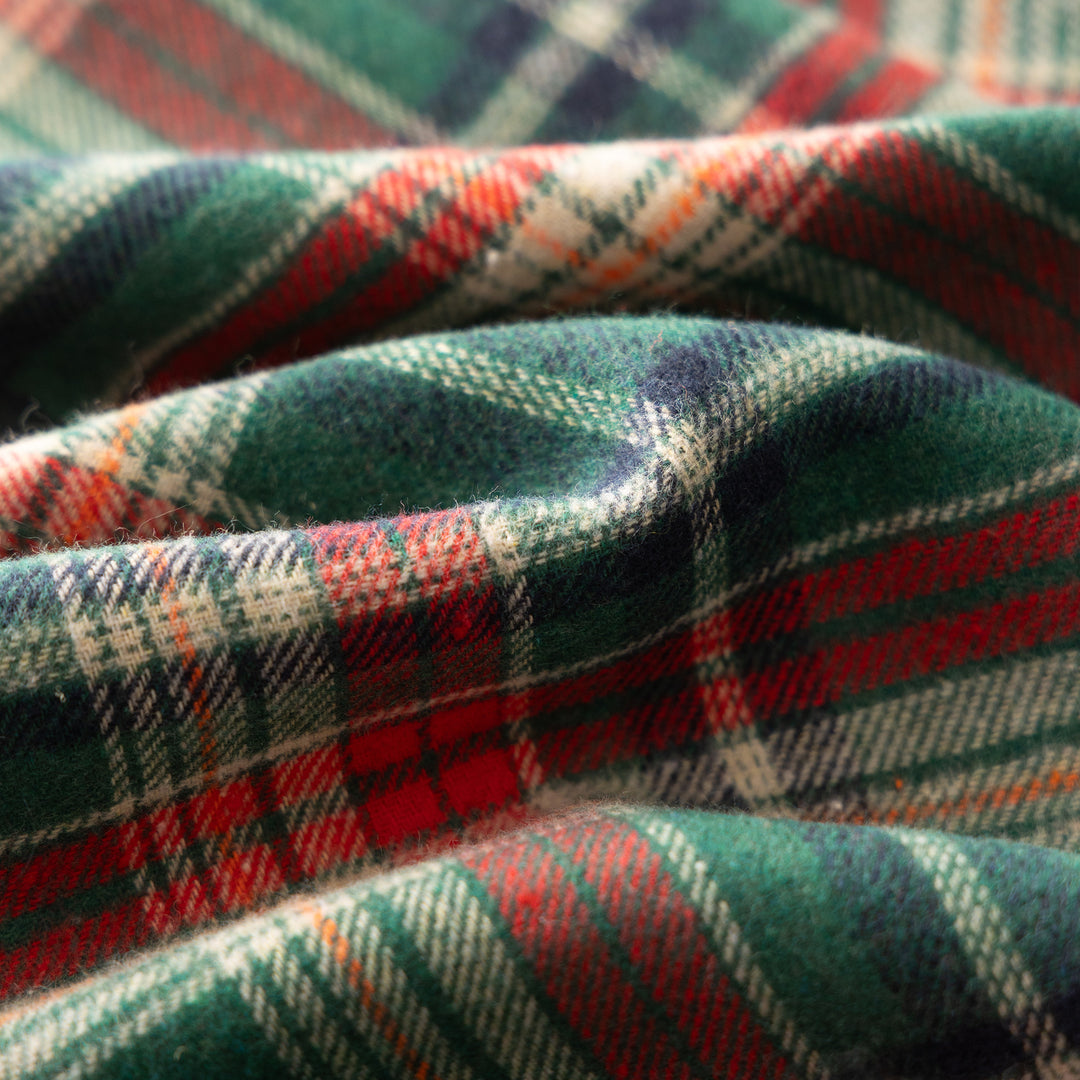 Checked Festive Tablecloth with Pom-Pom Trim and Dense Flannel Fabric