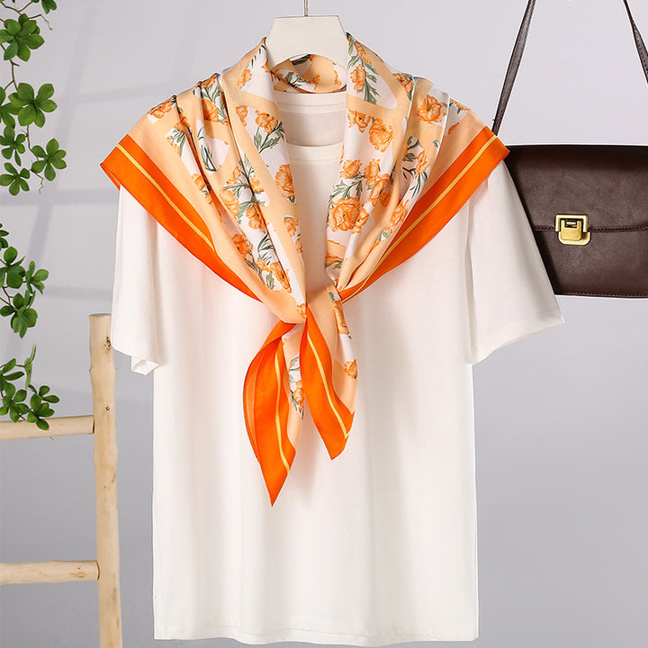 Women's silk scarf in elegant botanical design Stornfield