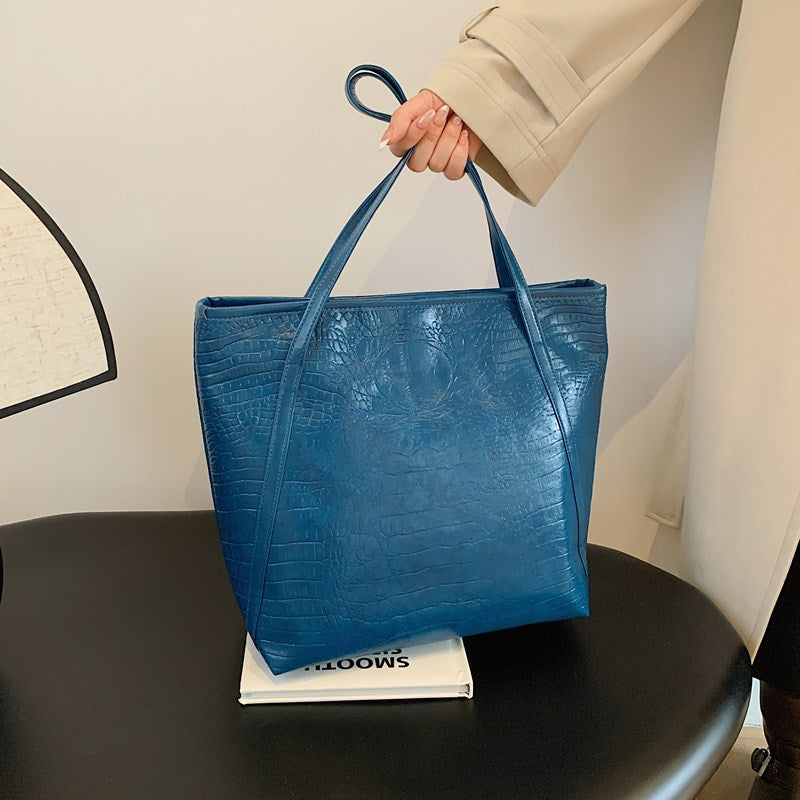 Crocodile-Embossed Leather Tote Bag Stornfield