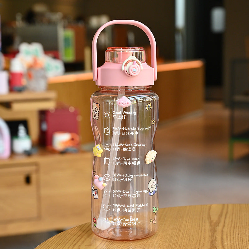 Women’s water bottle with integrated time marking and practical carrying handle Stornfield