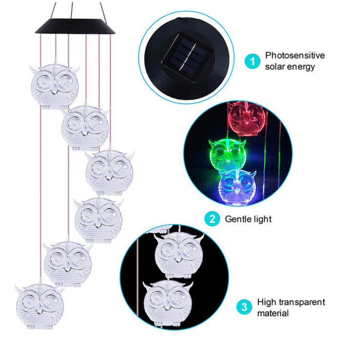 LED Solar Butterfly Wind Chime Garden Hanging Light Stornfield