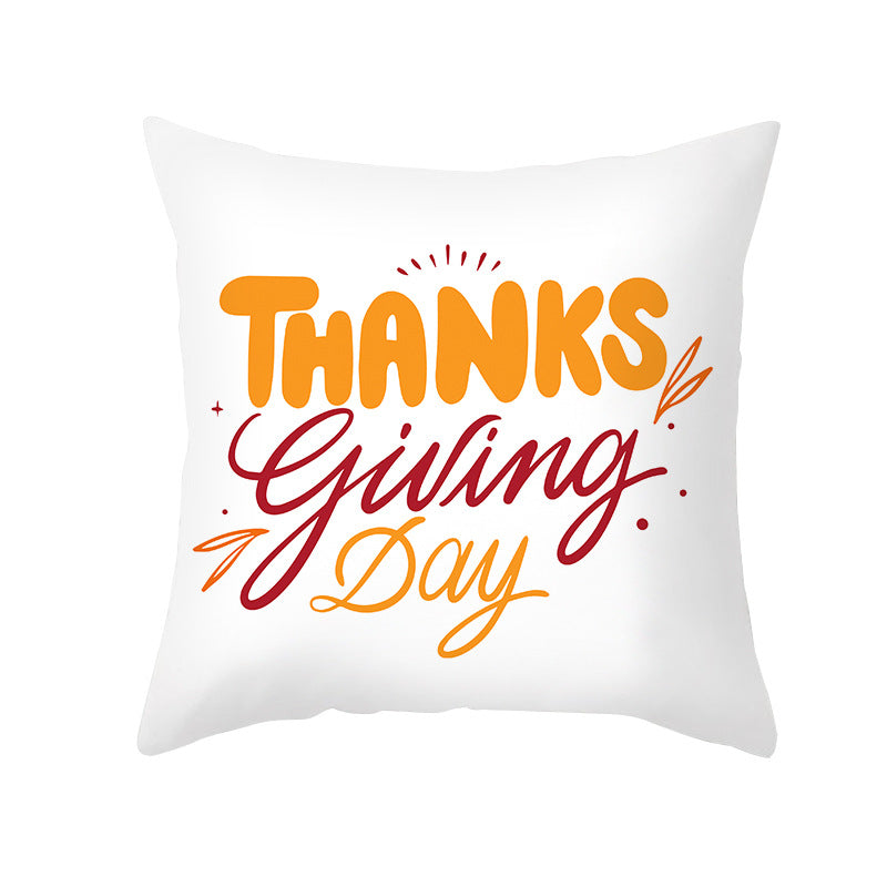 Square Removable Linen-Blend Thanksgiving Pumpkin Watercolor Throw Pillow Cover