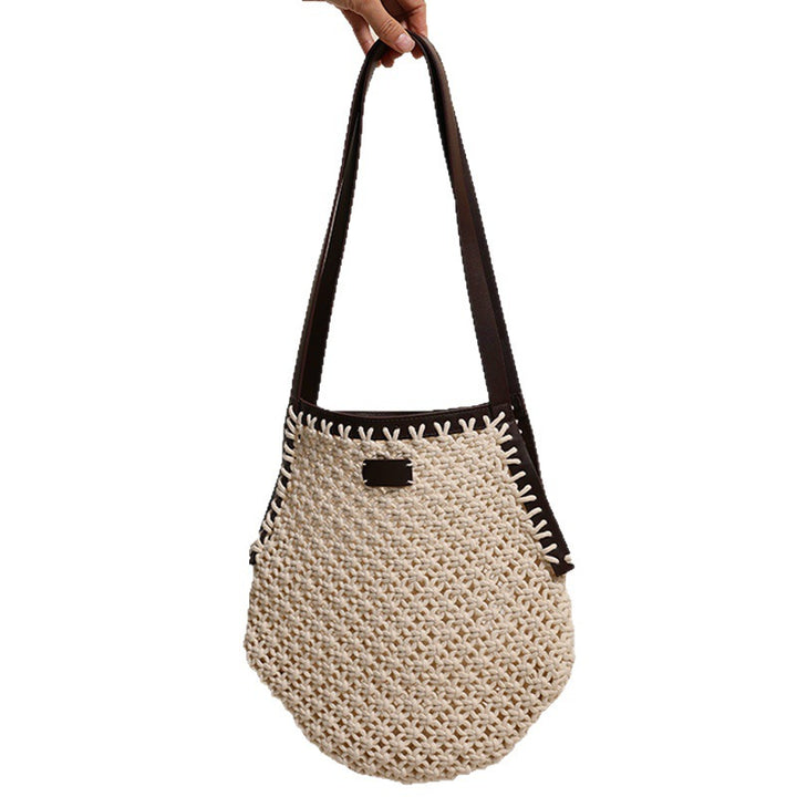 Hand-knotted tote bag with sturdy leather handles Stornfield