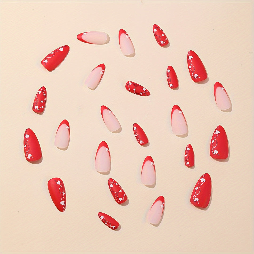 Elegant Heart-Embellished Press-On Nail Art Stornfield