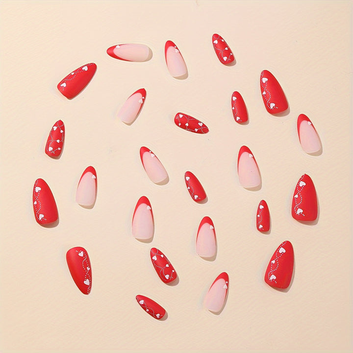 Elegant Heart-Embellished Press-On Nail Art Stornfield