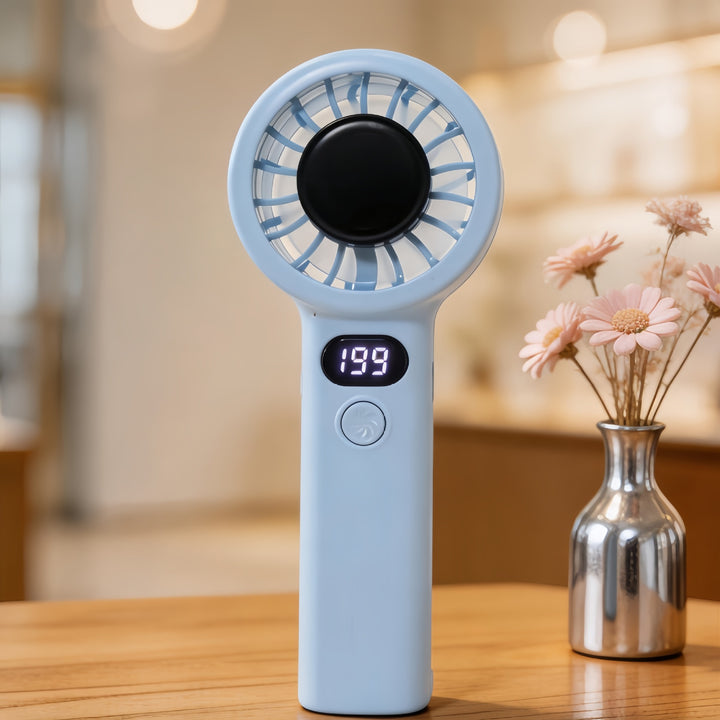 Ladies Portable Hand Fan with LCD Display and USB Charging Function Stornfield