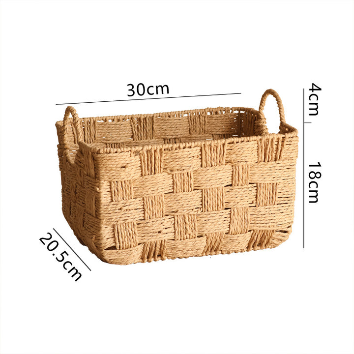Structured storage basket made of natural material Stornfield