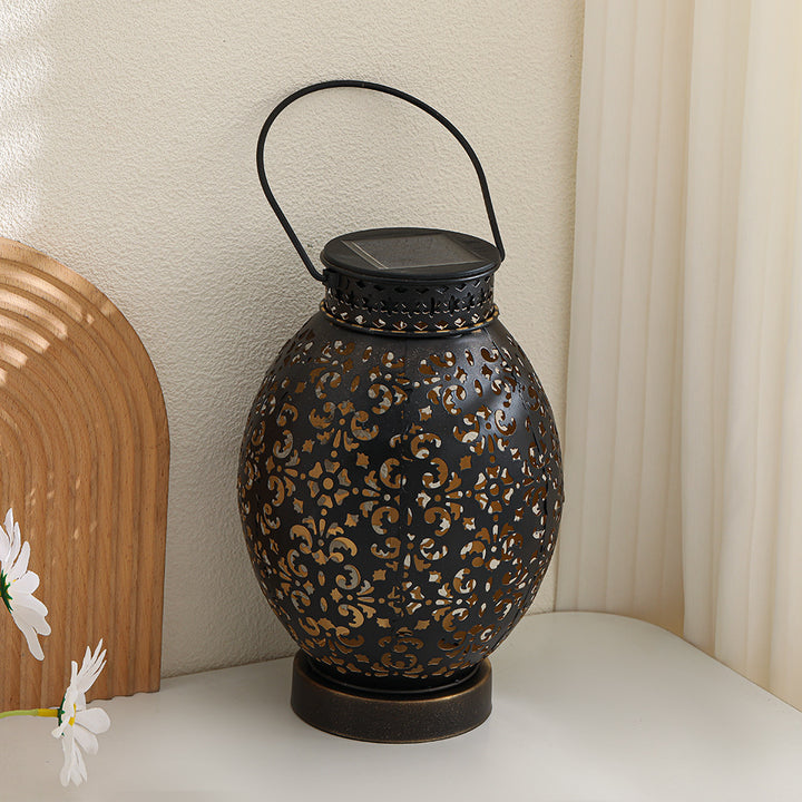Moroccan-Style Cutwork Metal Candle Lantern with Hanging Handle Stornfield