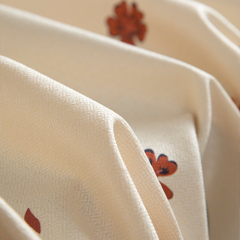 Rectangular tablecloth made of cotton-linen blend with botanical print and stain-resistant surface
