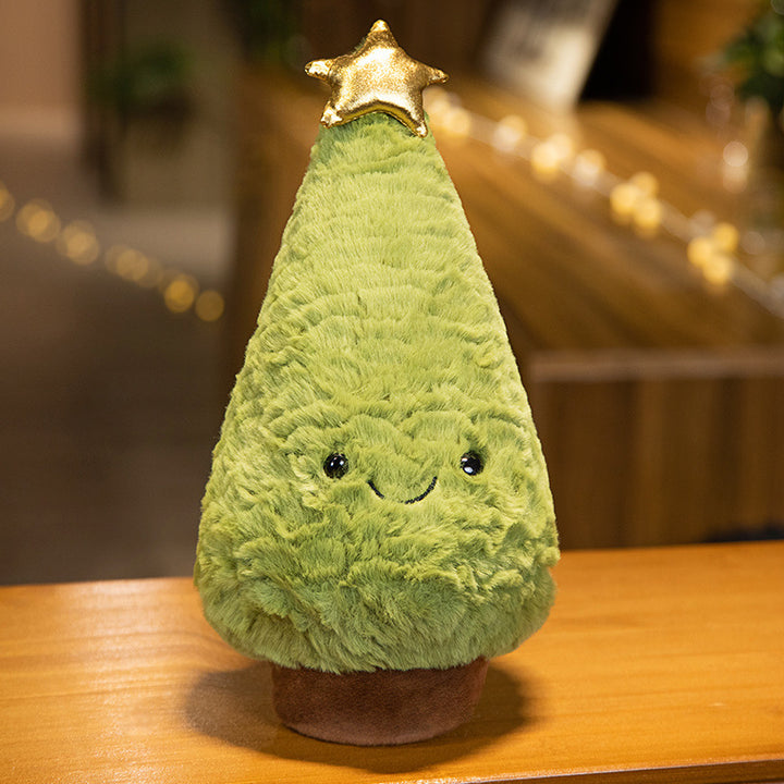 Plush Smiling Christmas Tree Cuddle Toy with Shimmer Star Top & Soft Faux-Fur Stornfield