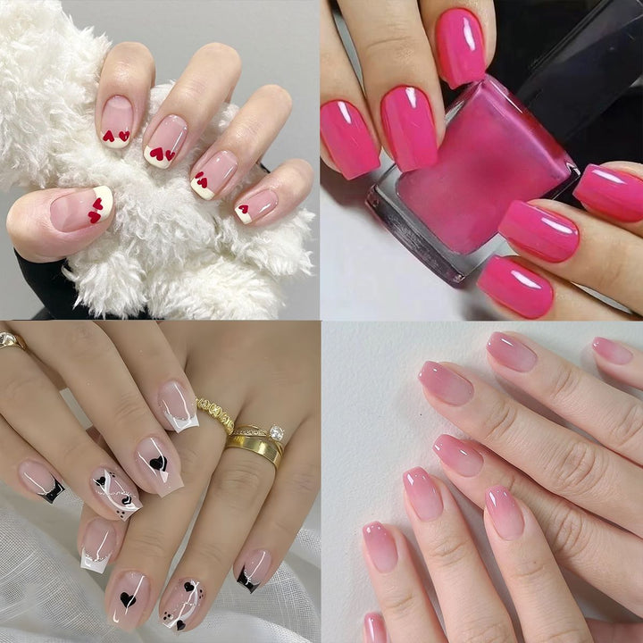 Artistic Press-On Nail Set with Heart and Classic Designs Stornfield