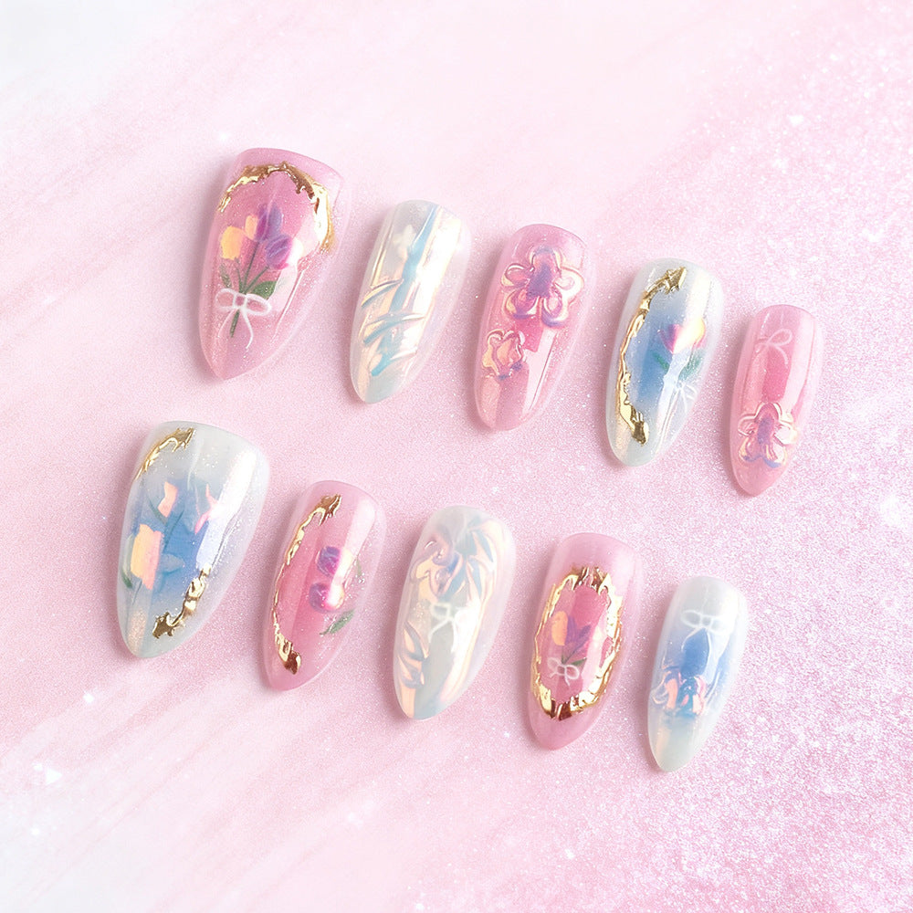 Artistic Floral Press-On Nail Art Stornfield