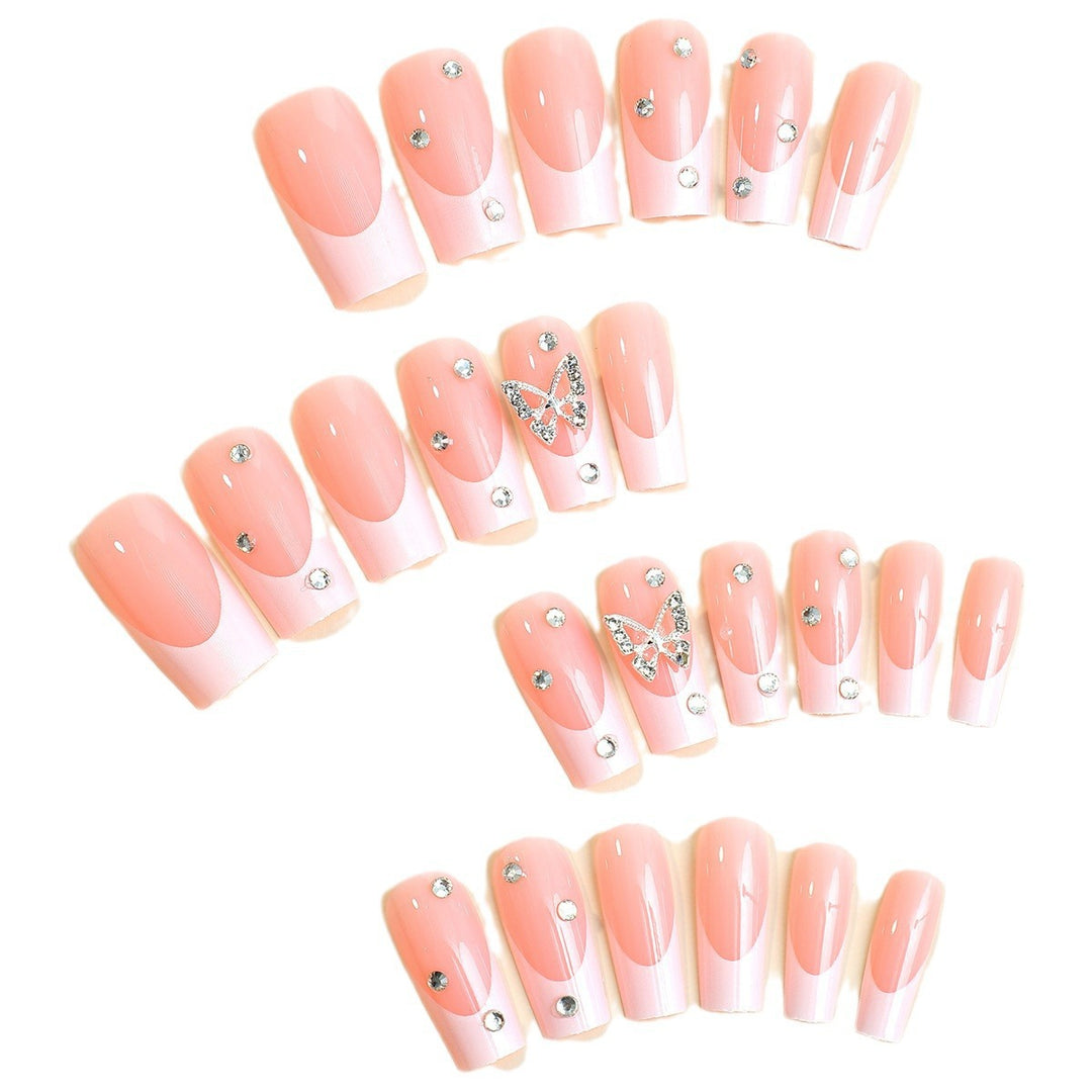 Artificial nails with elegant French tips and glitter accents Stornfield