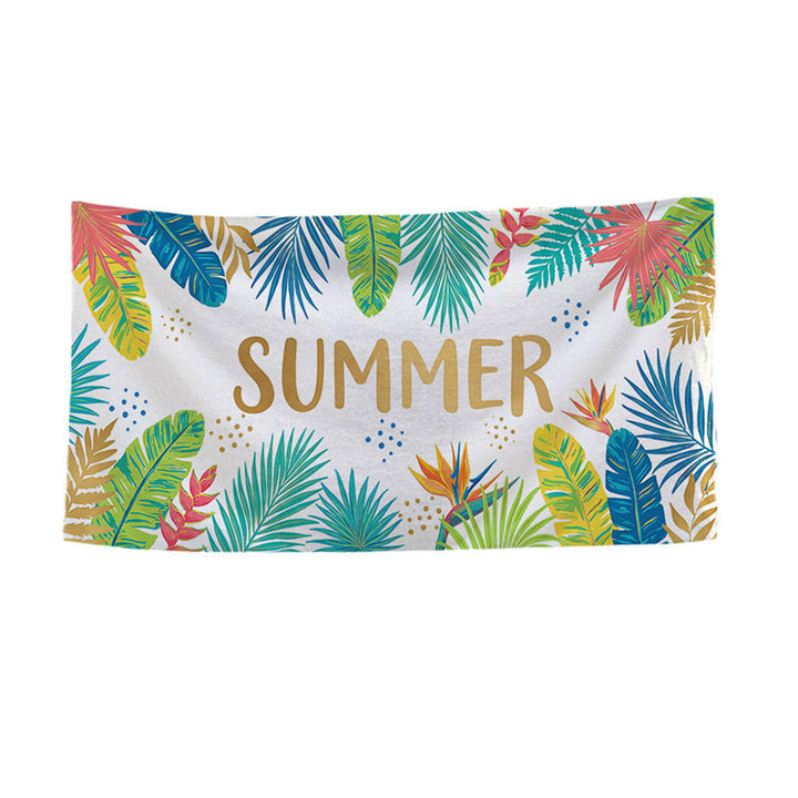 Large Microfiber Quick-Dry Tropical Leaf Print Beach Towel
