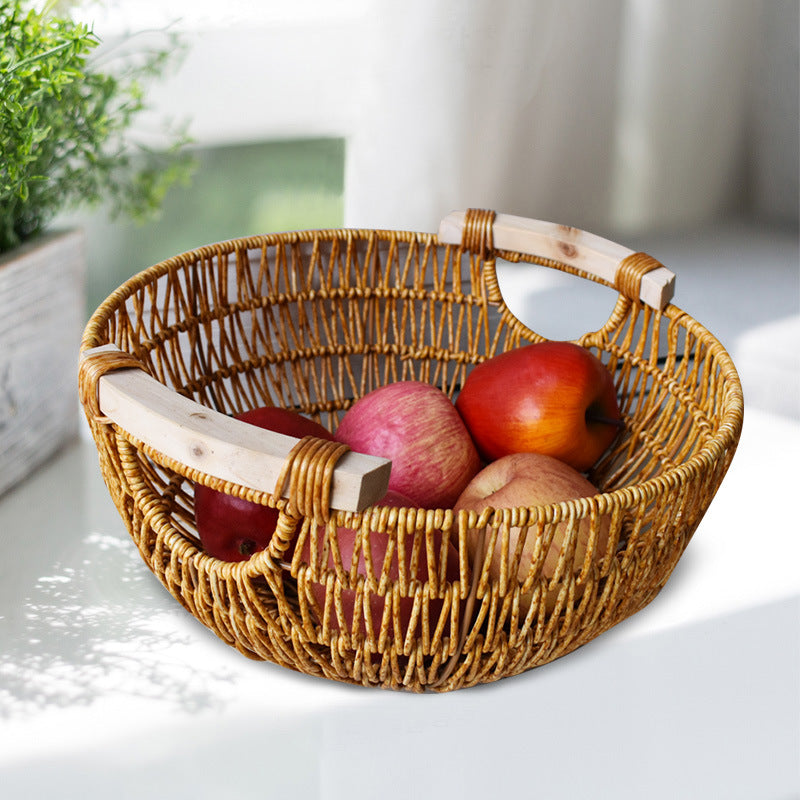 Handcrafted Woven Storage Basket with Wooden Handles Stornfield