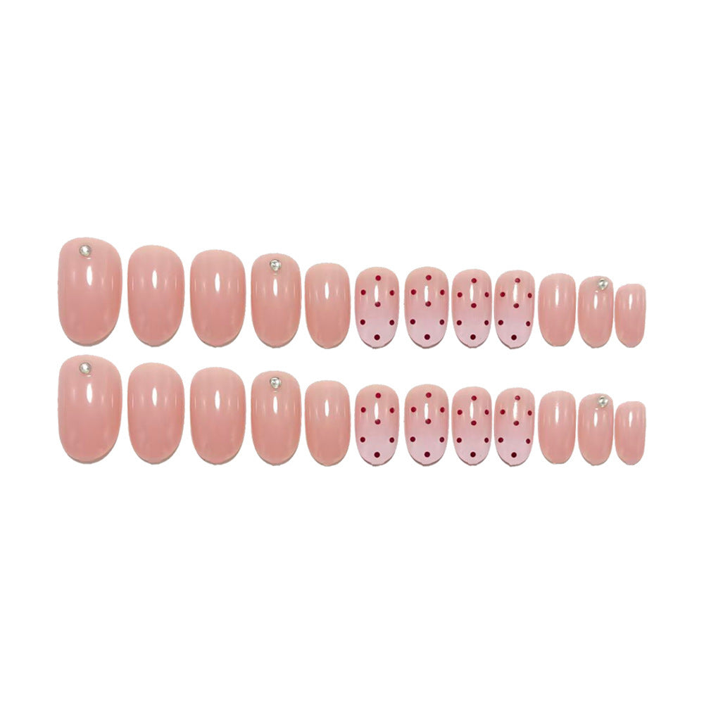 Artificial nails with elegant ombre effect and playful polka dot design Stornfield