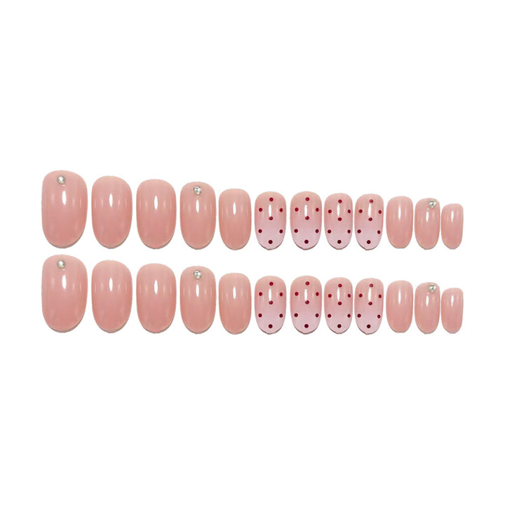 Artificial nails with elegant ombre effect and playful polka dot design Stornfield