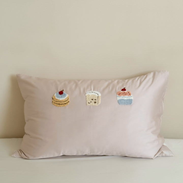 Children's Cotton Sateen Pillowcase with Embroidered Bunny Appliqué & Decorative Bow