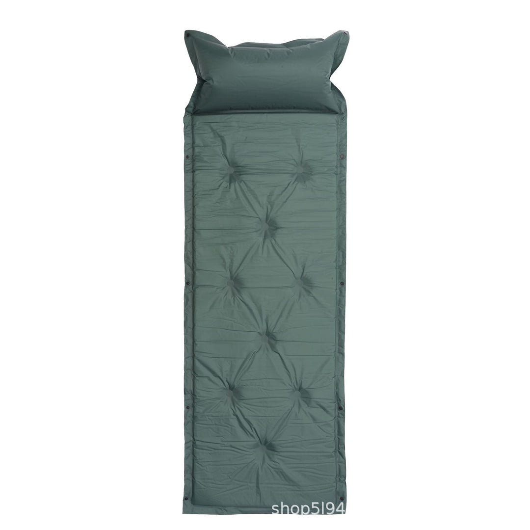 tufted insulated roll-out camping sleep mat with integrated pillow and modular snap connectors Stornfield