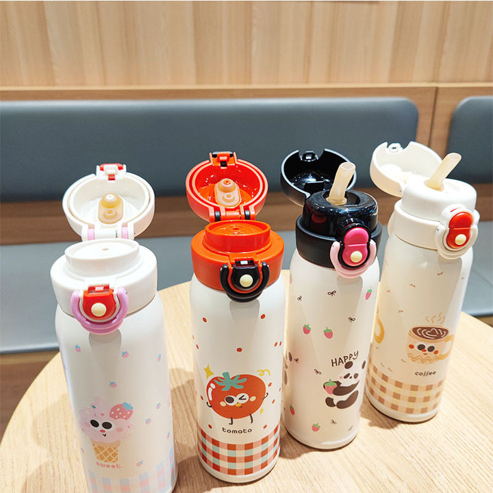 Women's playful stainless steel drinking bottle with integrated safety closure Stornfield