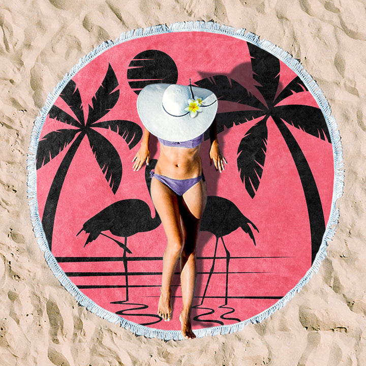 round beach towel with cheerful palm motif Stornfield