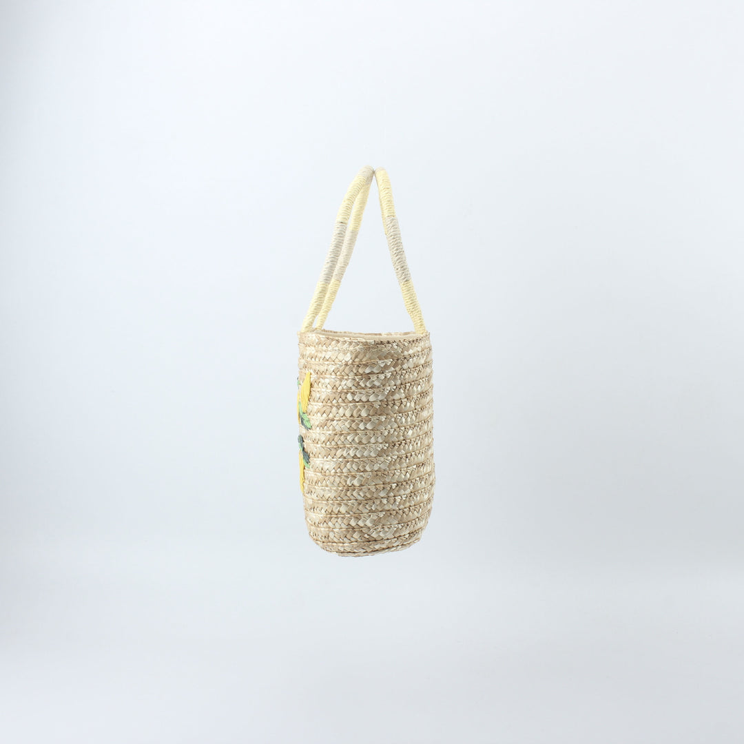 Basket bag with hand-embroidered lemon motif Stornfield